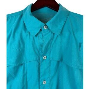 Reel Legends Men's Short Sleeve Performance Fishing Shirt Teal Vented Back